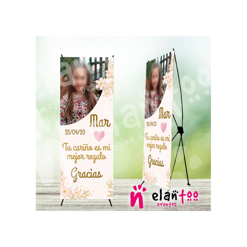 Cartel bienvenida comunión niña con foto