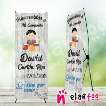 Cartel comunión niño tocando la bateria