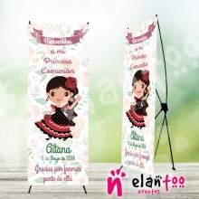 Cartel comunión niña flamenca rociera
