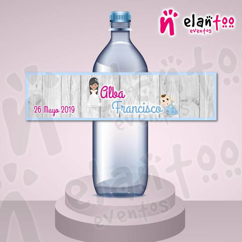 Etiqueta con para decorar botellas de agua