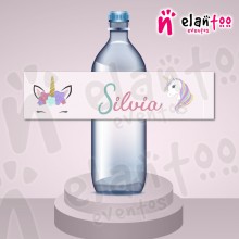 Etiqueta para Botellas de Agua Unicornio